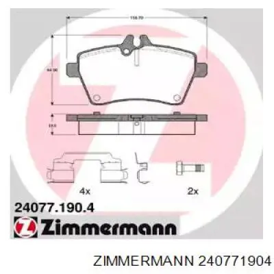 24077.190.4 Zimmermann колодки тормозные передние дисковые