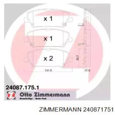 240871751 Zimmermann колодки тормозные передние дисковые
