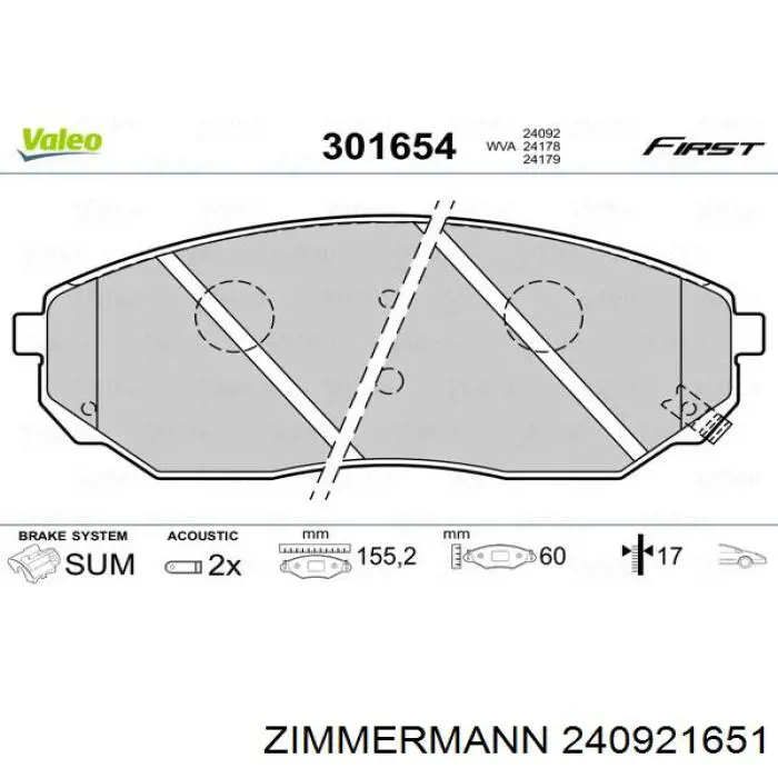 Купить 240921651 Zimmermann Колодки тормозные