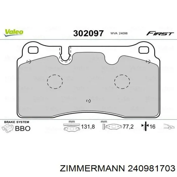 Тормозные колодки Zimmermann 240981703