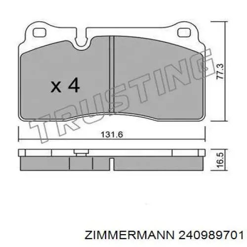 Купить 240989701 Zimmermann Колодки тормозные