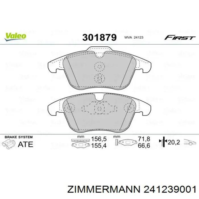Передние тормозные колодки 241239001 Zimmermann