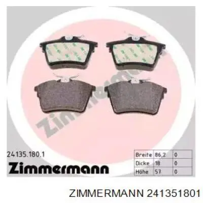 Задние тормозные колодки 241351801 Zimmermann