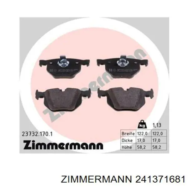 Колодки дисковые  Zimmermann 241371681 цена, от 30.21 USD