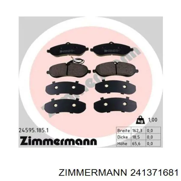 Купить 241371681 Zimmermann Колодки тормозные задние, дисковые