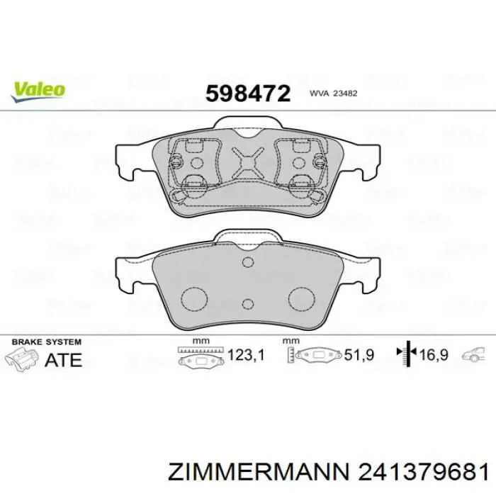 Задние дисковые колодки Zimmermann 241379681