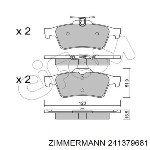 Купить 241379681 Zimmermann Колодки тормозные задние, дисковые