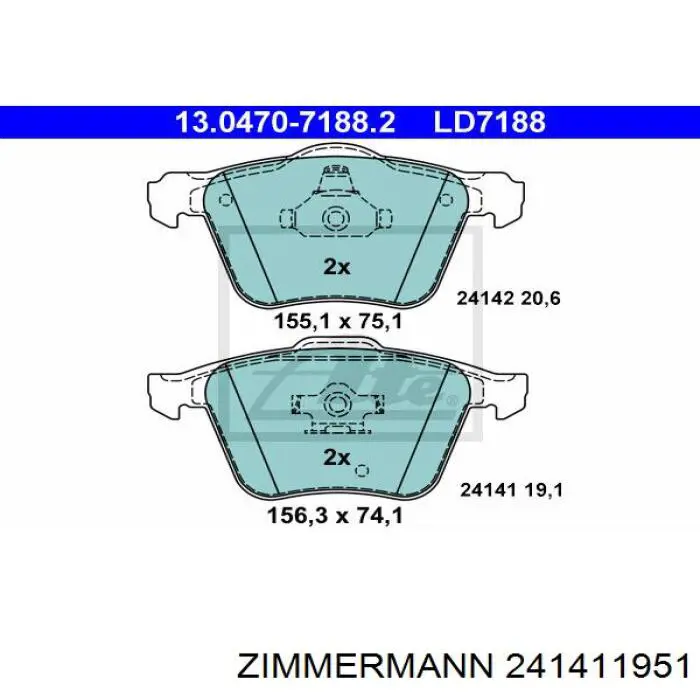 Купить 241411951 Zimmermann Колодки тормозные
