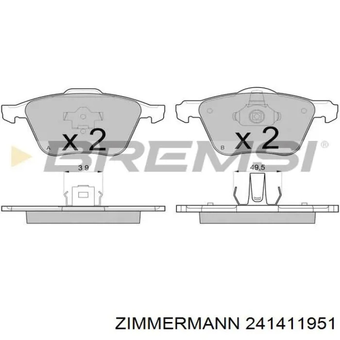 Передние тормозные колодки 241411951 Zimmermann