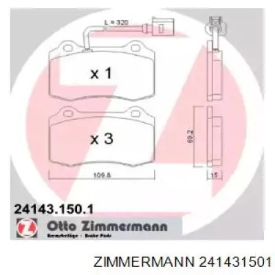 Передние тормозные колодки 241431501 Zimmermann