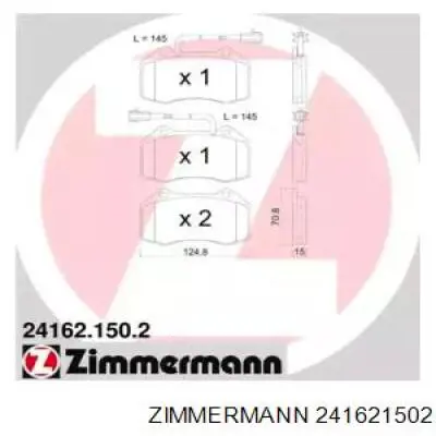 Передние тормозные колодки 241621502 Zimmermann