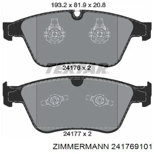 Колодки Zimmermann 241769101 цена, от 179.08 USD