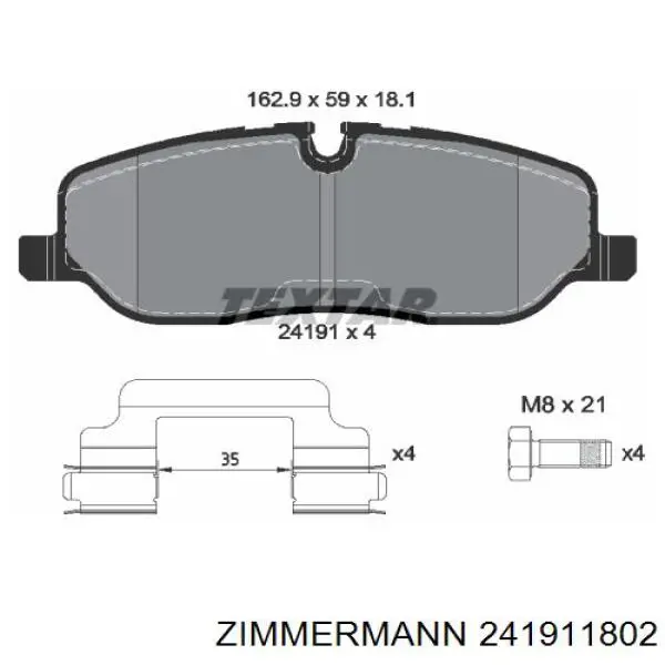 Купить 241911802 Zimmermann Колодки тормозные