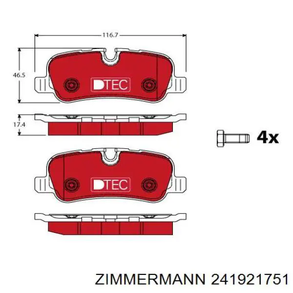 Задние тормозные колодки 241921751 Zimmermann
