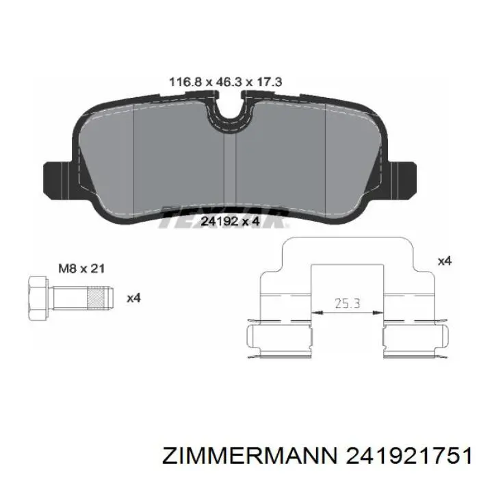 Колодки дисковые  Zimmermann 241921751 цена, от 49.71 USD