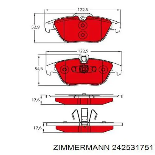 242531751 Zimmermann Колодки тормозные дисковые комплект