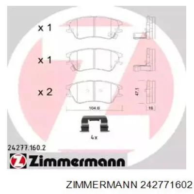 242771602 Zimmermann колодки тормозные передние дисковые