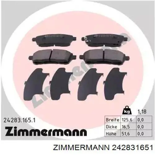 242831651 Zimmermann Колодки передние