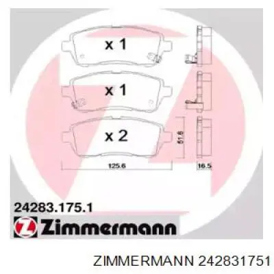 Передние тормозные колодки 242831751 Zimmermann