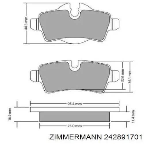 Купить 242891701 Zimmermann Колодки тормозные задние, дисковые