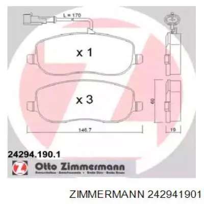 Передние тормозные колодки 242941901 Zimmermann