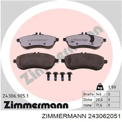 Колодки Zimmermann 243062051 цена, от 55.56 USD