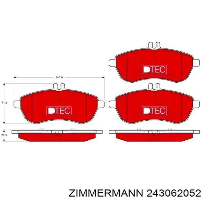 Купить 243062052 Zimmermann Колодки тормозные