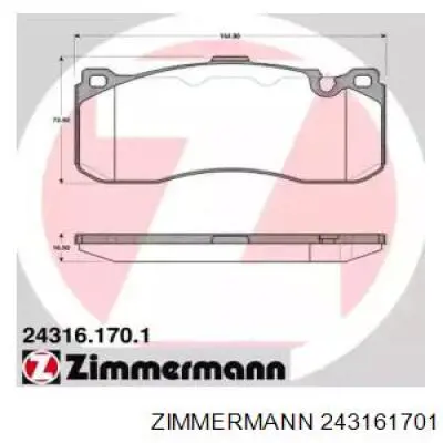 243161701 Zimmermann колодки тормозные передние дисковые