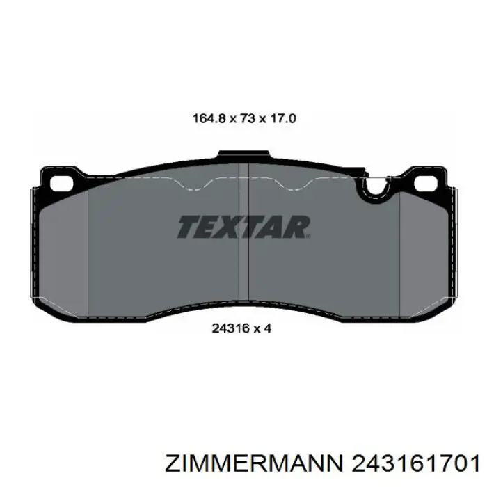 Передние тормозные колодки 243161701 Zimmermann