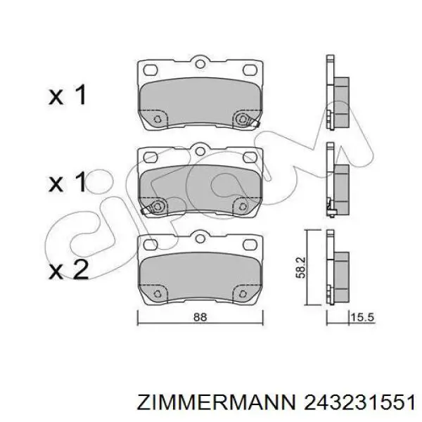 Купить 243231551 Zimmermann Колодки тормозные задние, дисковые