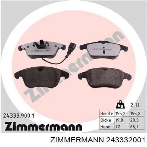 Колодки Zimmermann 243332001 цена, от 65.14 USD
