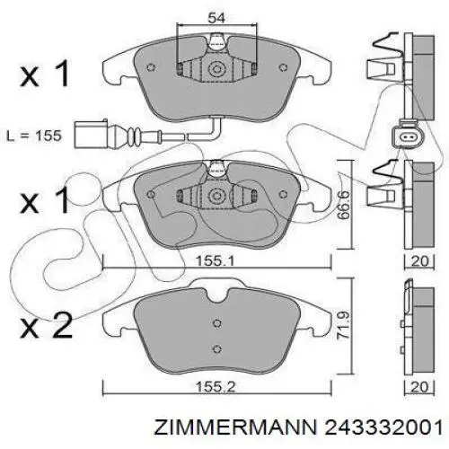 Тормозные колодки Zimmermann 243332001