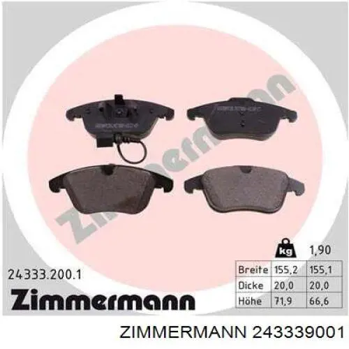 243339001 Zimmermann Колодки передние