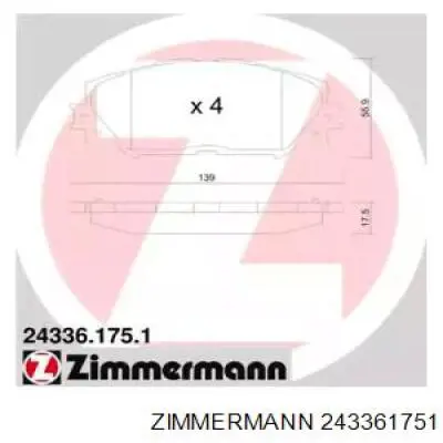 Колодки Zimmermann 243361751 цена, от 38.49 USD