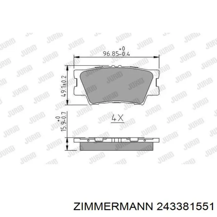 Задние тормозные колодки 243381551 Zimmermann