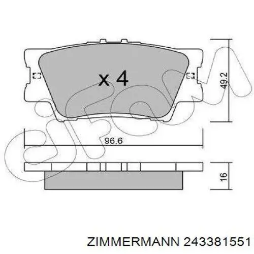 Задние дисковые колодки Zimmermann 243381551