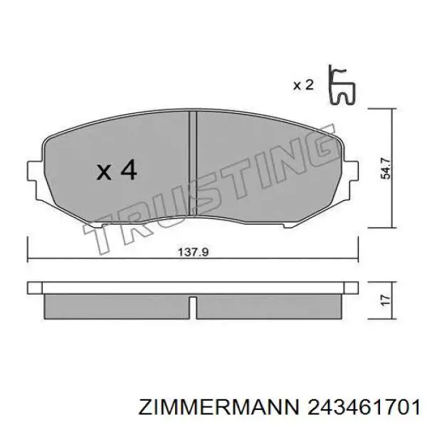 Купить 243461701 Zimmermann Колодки тормозные