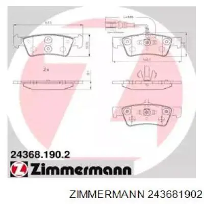 243681902 Zimmermann задние тормозные колодки