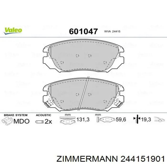 Купить 244151901 Zimmermann Колодки тормозные