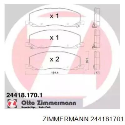 Передние тормозные колодки 244181701 Zimmermann