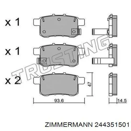 Купить 244351501 Zimmermann Колодки тормозные задние, дисковые