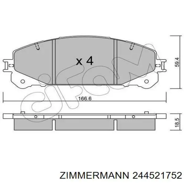 Купить 244521752 Zimmermann Колодки тормозные