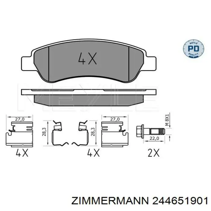 244651901 Zimmermann Колодки тормозные дисковые комплект