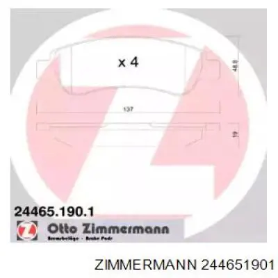 Колодки дисковые  Zimmermann 244651901 цена, от 16.70 USD