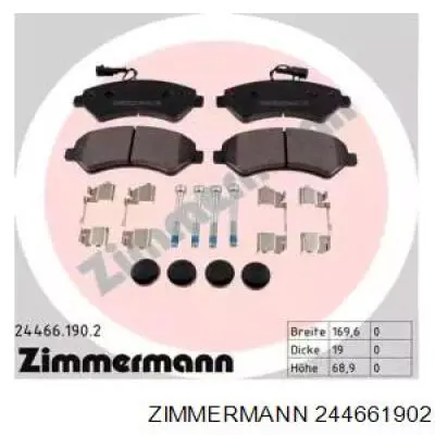244661902 Zimmermann колодки тормозные передние дисковые