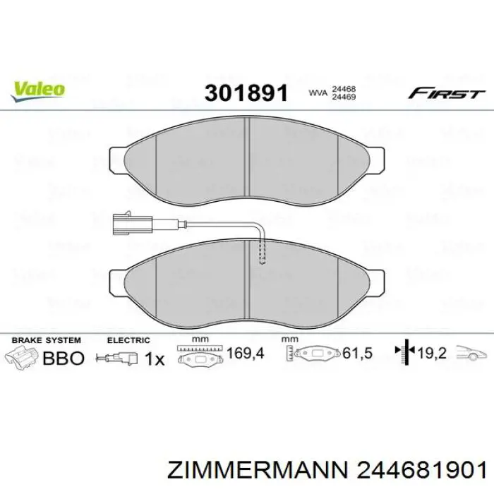 Тормозные колодки Zimmermann 244681901