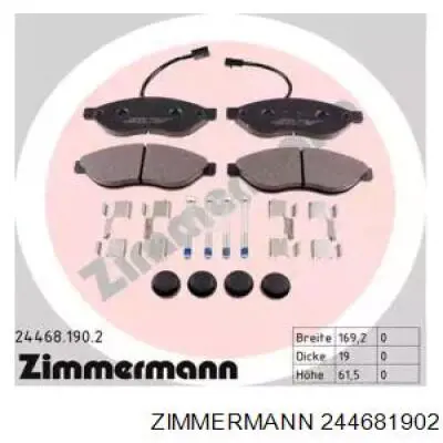 244681902 Zimmermann колодки тормозные передние дисковые