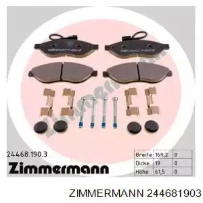 244681903 Zimmermann колодки тормозные передние дисковые