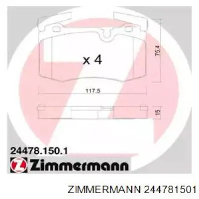 244781501 Zimmermann колодки тормозные передние дисковые
