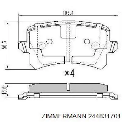 Купить 244831701 Zimmermann Колодки тормозные задние, дисковые